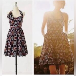 Anthropologie Edme & Esylite Primula Floral Halter Dress Size 4